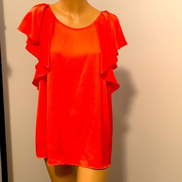 WORTHINGTON Ruffled sleeve TOP XL VIBRANT ORANGE - Picture 1 of 5